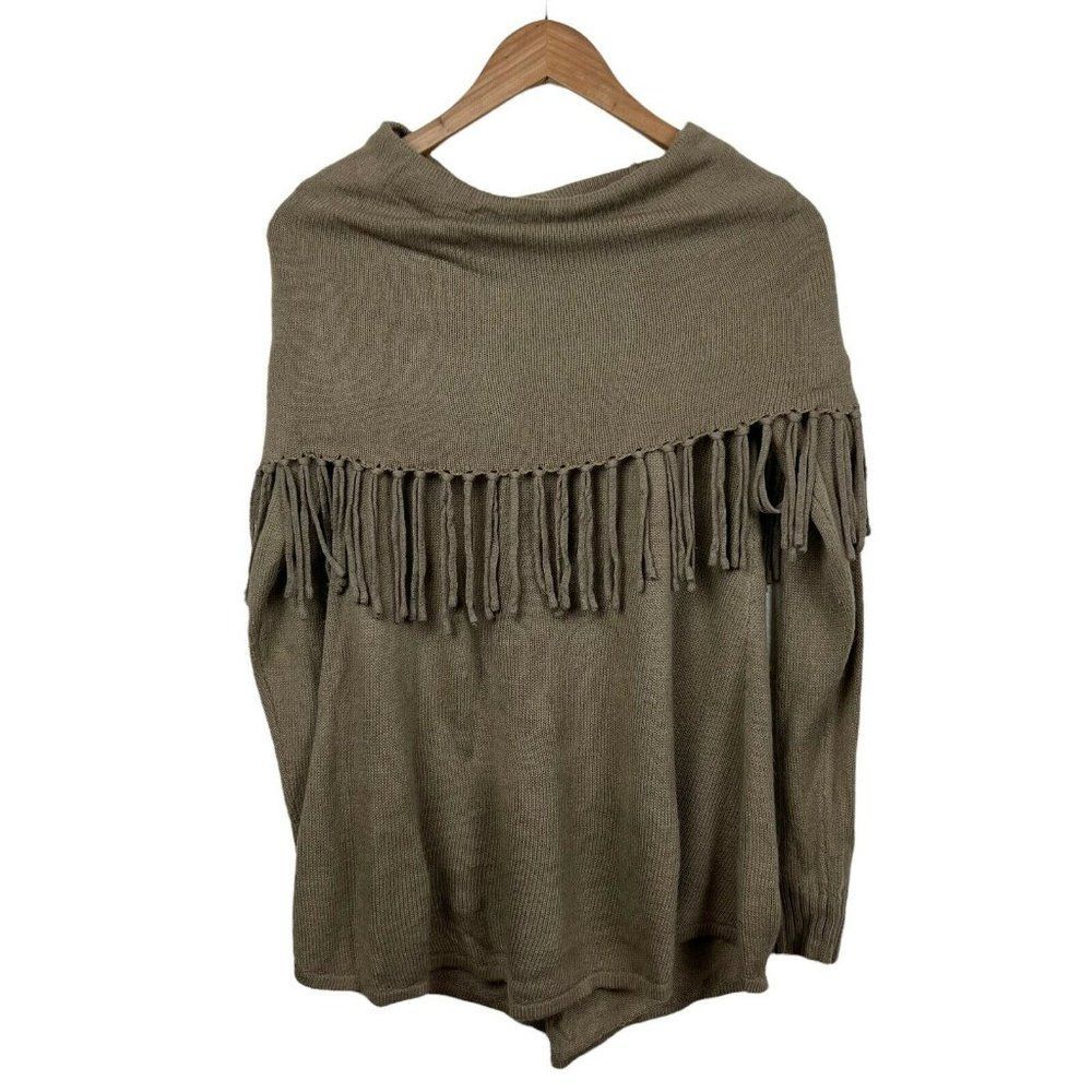 Thml Cowl Turtle Neck Beige Tan Sweater Shawl Pull Over Sz M